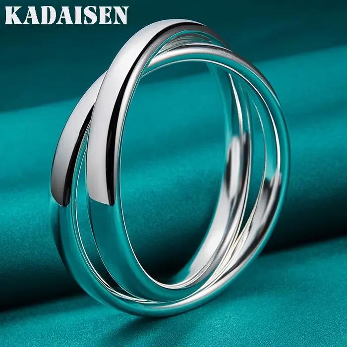 Bracelet double anneau rond argent sterling 925 pour femmes mariage fiançailles occasions spéciales