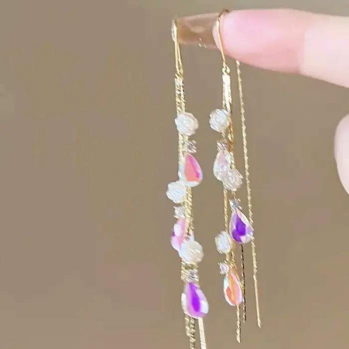 Boucles d'oreilles en Zircon bleu en forme de cœur pour femmes