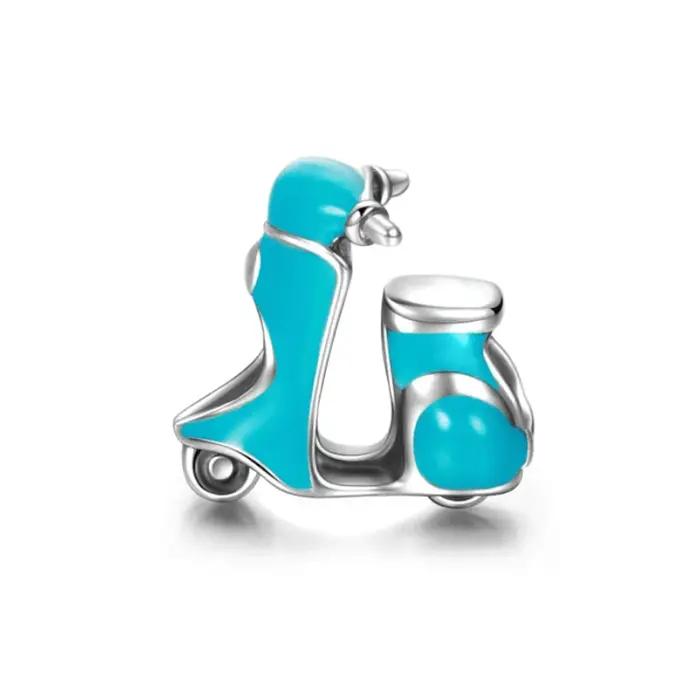 Breloque en argent Sterling 925 pour femmes symbole de voyage et de sport motorisé adaptable aux bracelets originaux et accessoires pour femmes occasions spéciales
