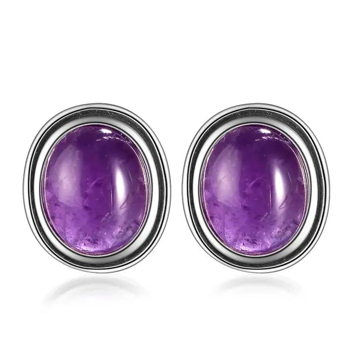 Boucles d'oreilles en améthyste naturelle 8x10MM