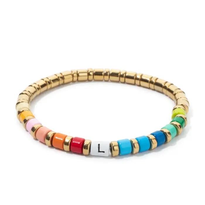 Ensemble de Bracelets en perles de couleur or pour femmes, breloques d'amour, pour Couple, accessoir