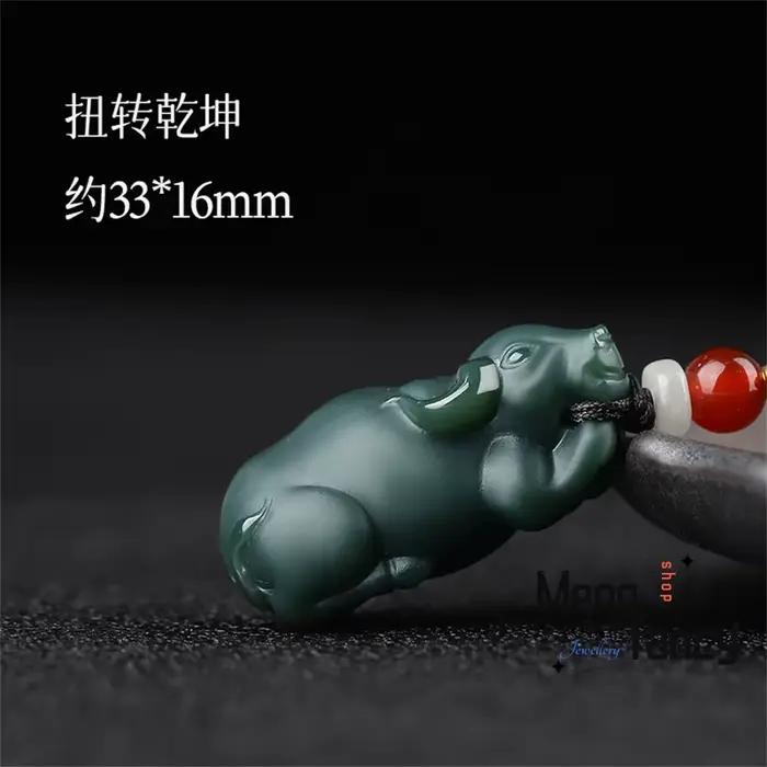 Jade vert Hetian naturel, matériau fin sculpté en trois dimensions, pendentif bouddha PI Xiu Maitrey
