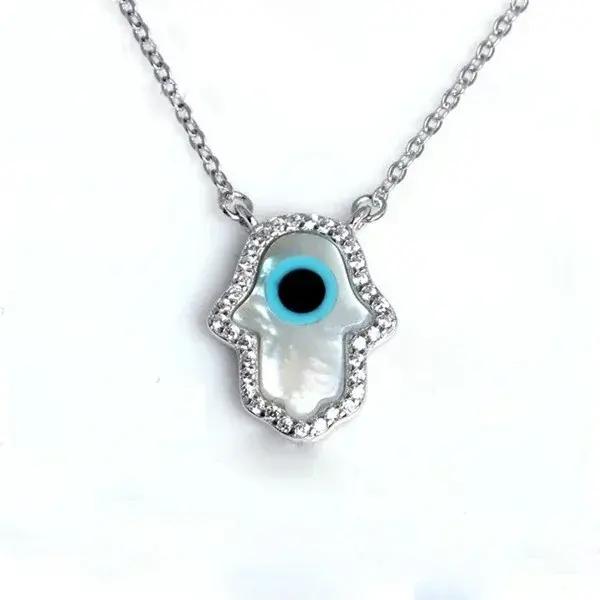 KALETINE opale Hamsa main de Fatima pendentif en argent Sterling 925 véritable collier bijoux longue chaîne