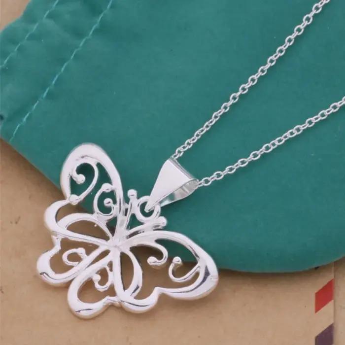 Collier pendentif papillon en argent sterling 925 pour femmes