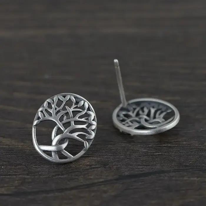 Ensemble de bijoux arbre de vie en argent regardé 925 véritable pour femme
