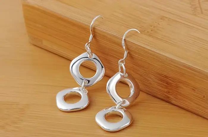 Boucles d'oreilles carrées en argent Sterling 925, bijoux de haute qualité, à la mode, cadeaux de luxe pour femmes