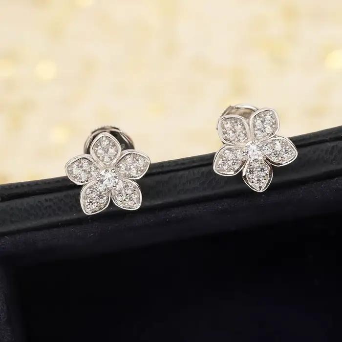 Nouvelle collection 2026 : Boucles d'oreilles clous en argent sterling 925 pur, motif fleur de ceris
