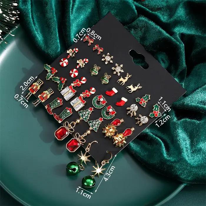 Ensemble de boucles d'oreilles mixtes de noël pour femmes