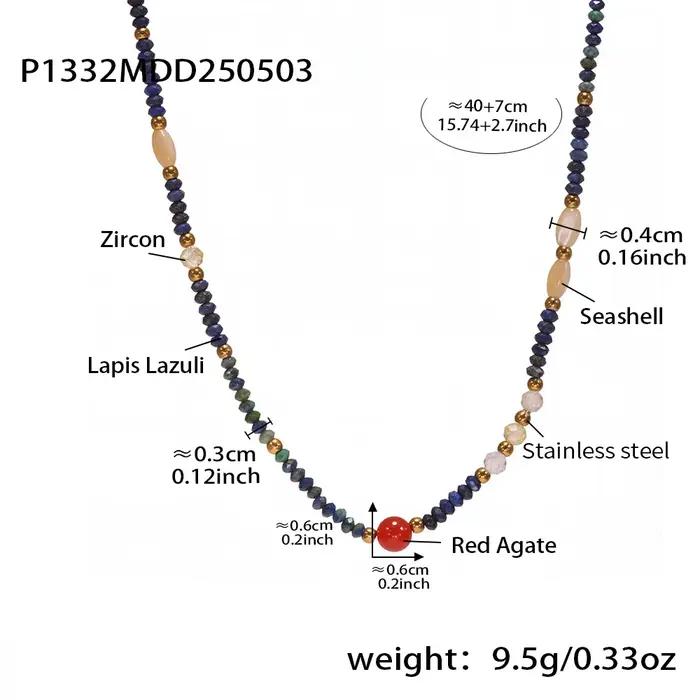 Collier grande roue pour femmes en acier inoxydable, Niche ronde, pierres naturelles, chaîne d'été, bijoux de luxe, cadeau