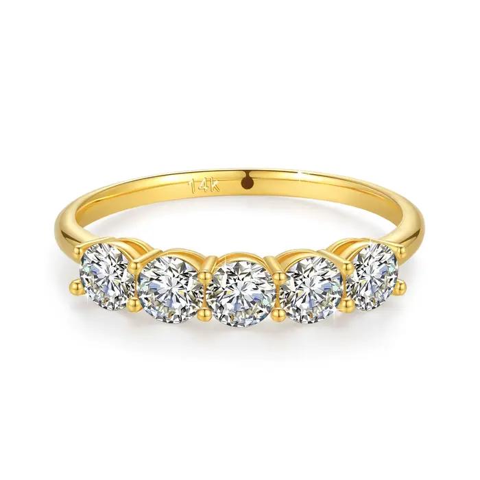 Bague Moissanite en or jaune 14K pour femmes