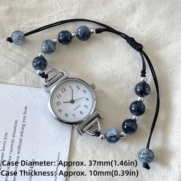Mode Bracelet perlé montre Bracelet réglable pendentif montre à Quartz montre-Bracelet femmes filles