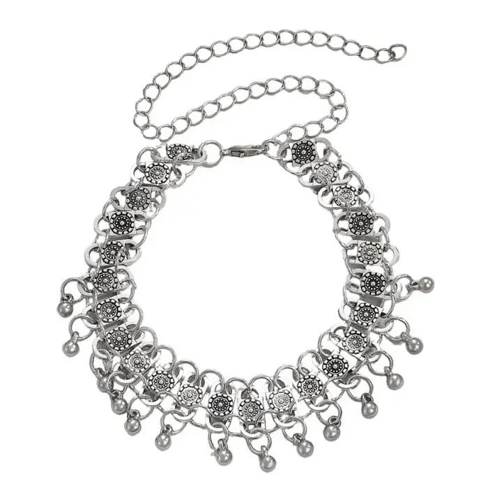 Colliers créatifs à petites cloches avec pampilles de couleur argent pour femmes et hommes