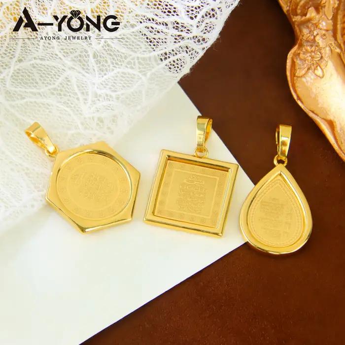 Arabe musulman mode bijoux pendentifs 21k plaqué or turc géométrique collier pendentif marocain femmes mariée mariage