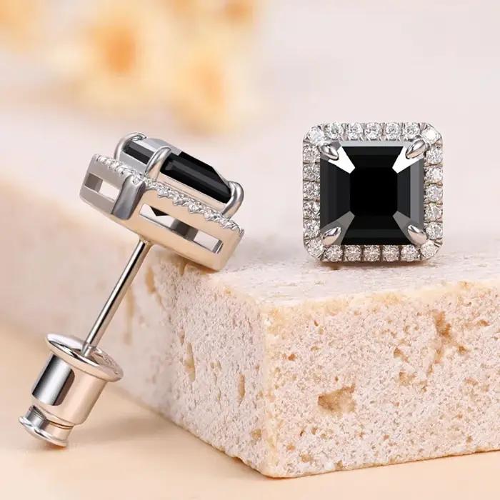 Boucles d'oreilles à clous en Moissanite noire