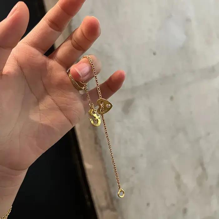 Bracelet en corde tressée en forme de cœur avec zirconium pour femmes occasions d'engagement style classique