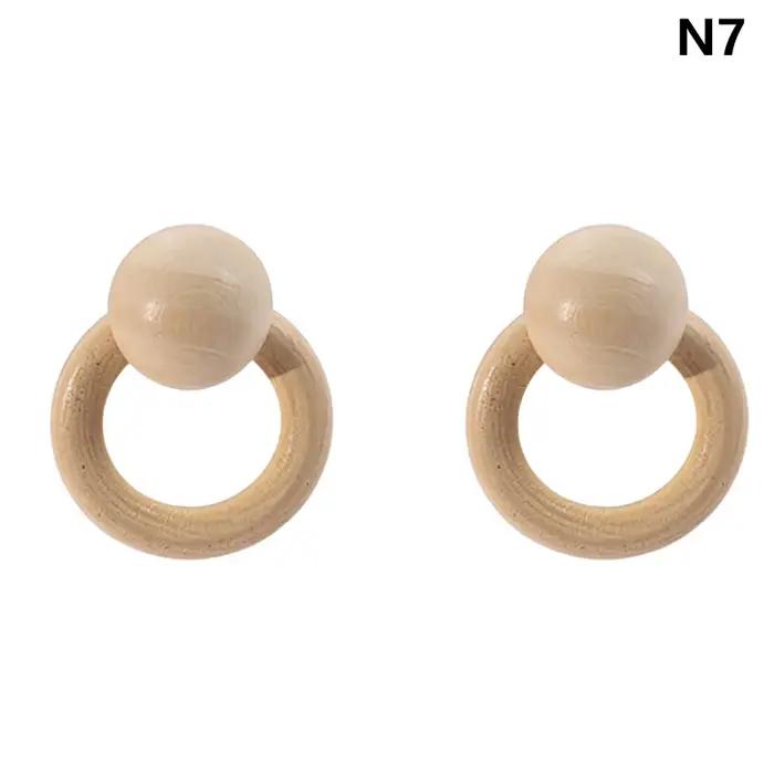 Boucles d'oreilles longues en perles de bois Vintage pour femmes, style bohémien, pendentif géométri