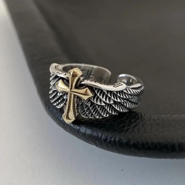 Bague Graffiti rétro en plumes croisées pour homme punk gothique rock hip hop unisexe bijou occasion festive concert