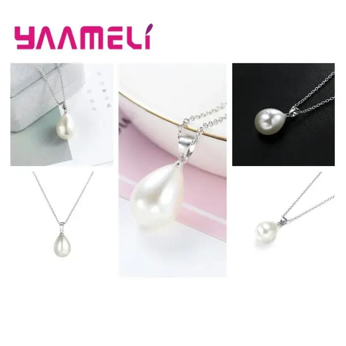 Collier pendentif en argent Sterling 925 avec perles
