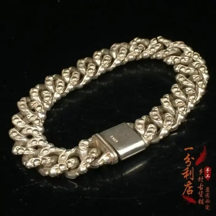 Bracelet tibétain en argent, type ficelle, à la mode, bijoux à breloques de personnalité, fabricatio