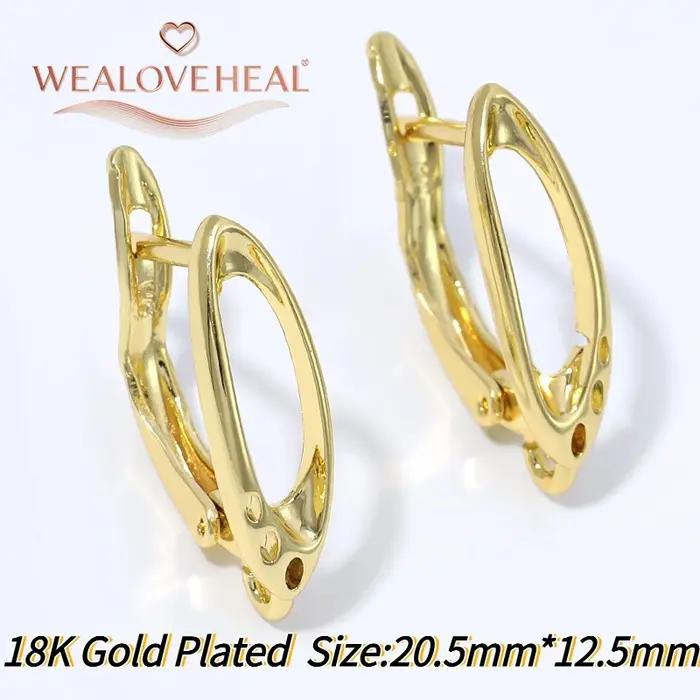 Crochets d'oreilles de luxe en laiton plaqué or 18 carats avec nœud papillon, fermoirs à levier, fil