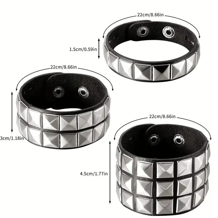 Bracelet à ongles rivets style punk en cuir avec finition or plaqué rhodium pour homme occasions spéciales noël saint valentin anniversaire