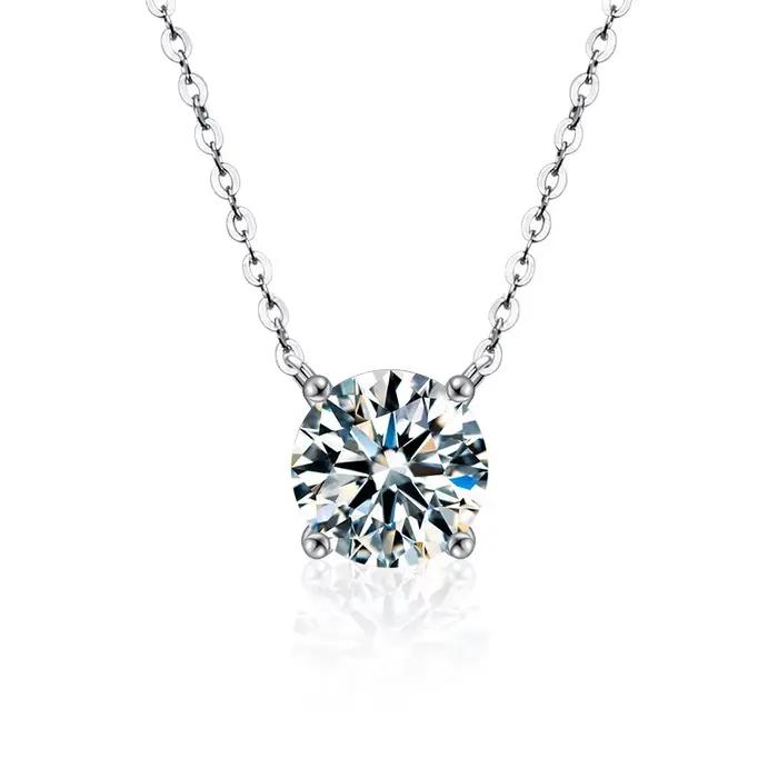 Collier pendentif en argent sterling 925 classique et brillant pour femme