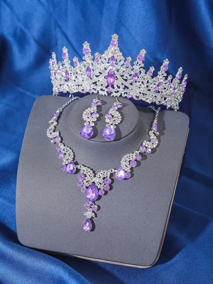 Ensemble de bijoux en cristal noir pour femmes
