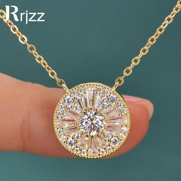 Rrjzz 5mm D-Color Mossanite femmes pendentif collier avec GRA bijoux cadeaux chanceux en forme de disque trapézoïdal CZ