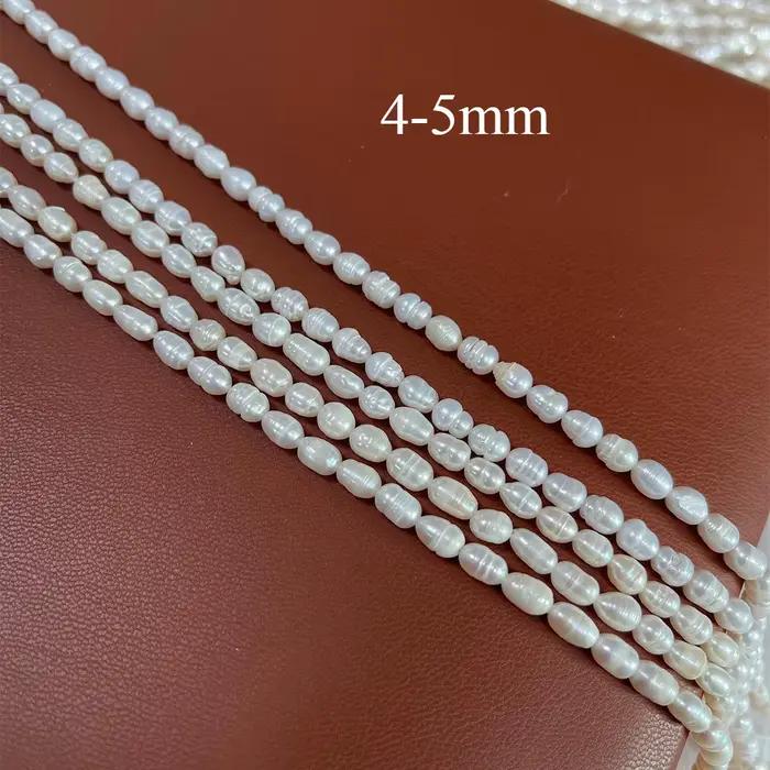 Perle d'eau douce naturelle perlée de haute qualité en forme de riz, poinçon, perles amples pour la fabrication de bijoux, accessoires de collier, Bracelet à bricoler soi-même