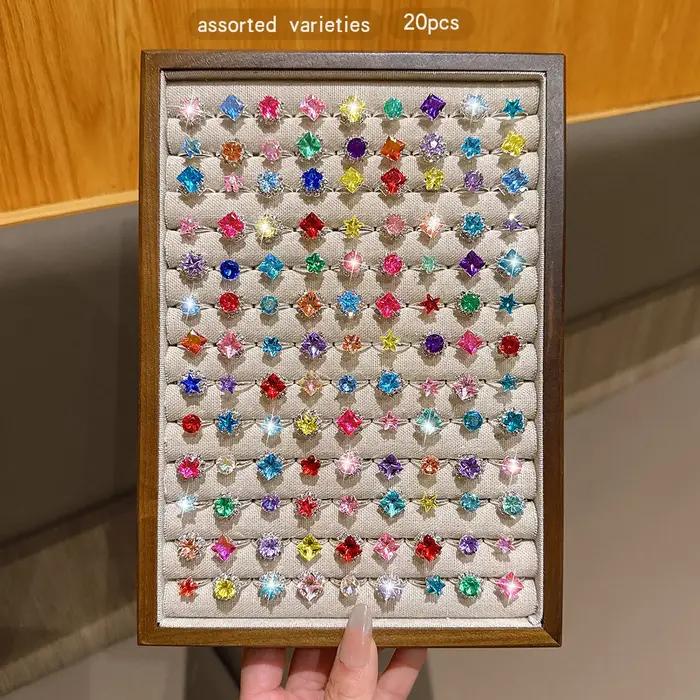 20 styles à la mode et simples avec une bague ouverte de couleur aléatoire adaptée à un usage quotidien et à l'emploi