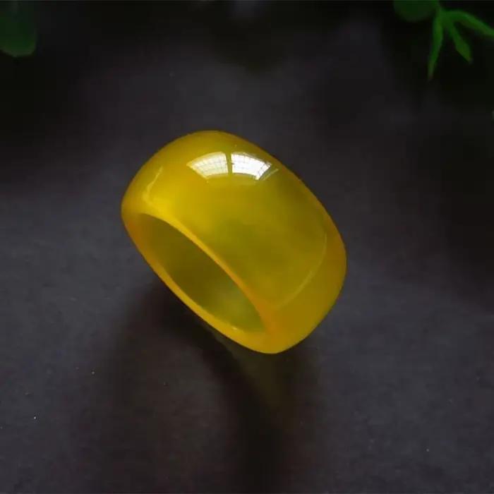 Bague ronde en calcédoine verte chinoise naturelle sculptée à la main