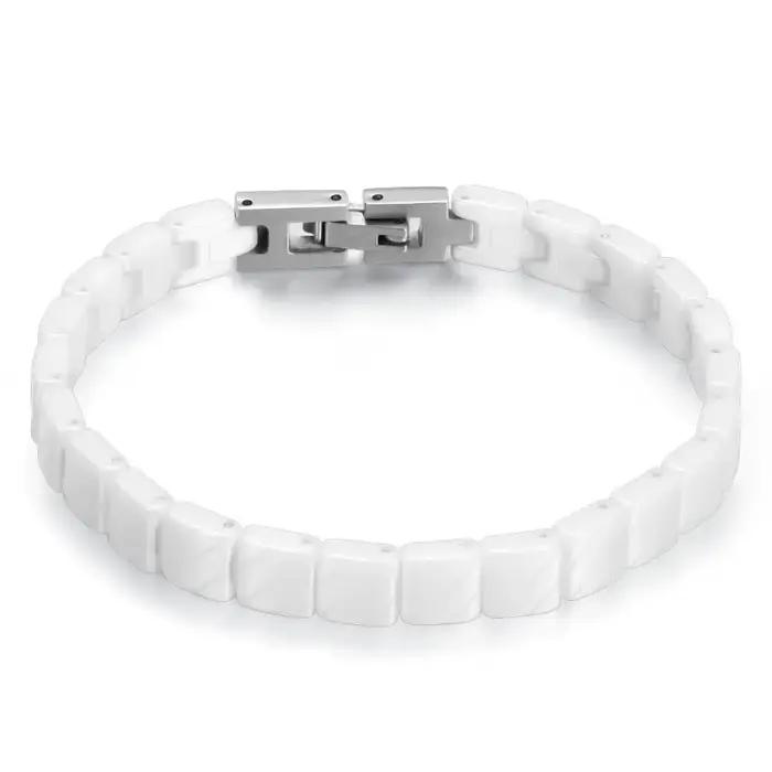 Bracelet en céramique patchwork noir et blanc pour femmes, 7MM, personnalité à la mode, polyvalent,