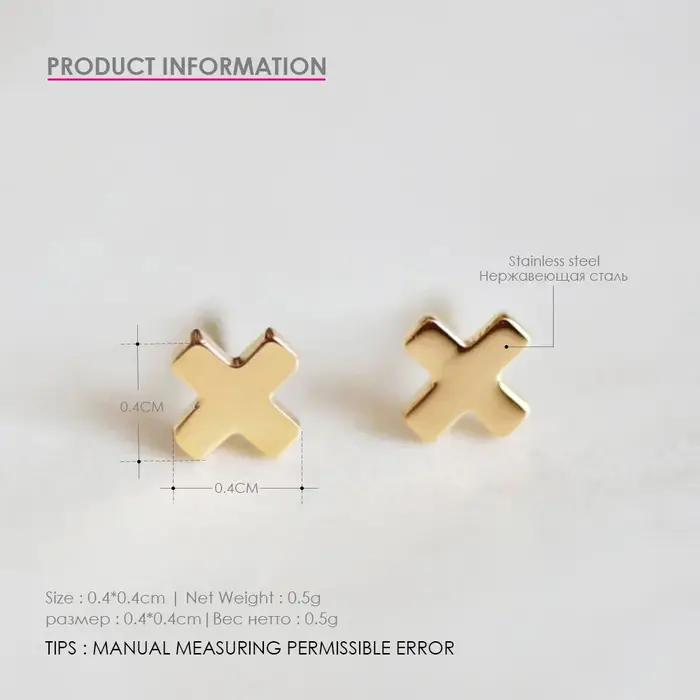 E-Manco-Boucles d'oreilles minimalistes en forme de X pour femmes
