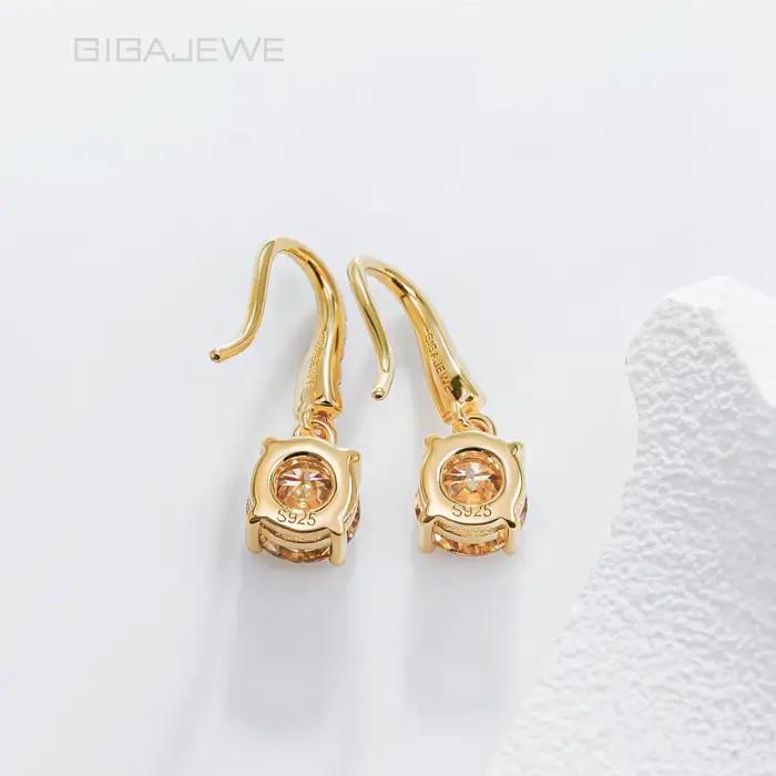 Boucles d'oreilles pendantes GIGAJEWE 2ct Moissanite en argent S925 plaqué or