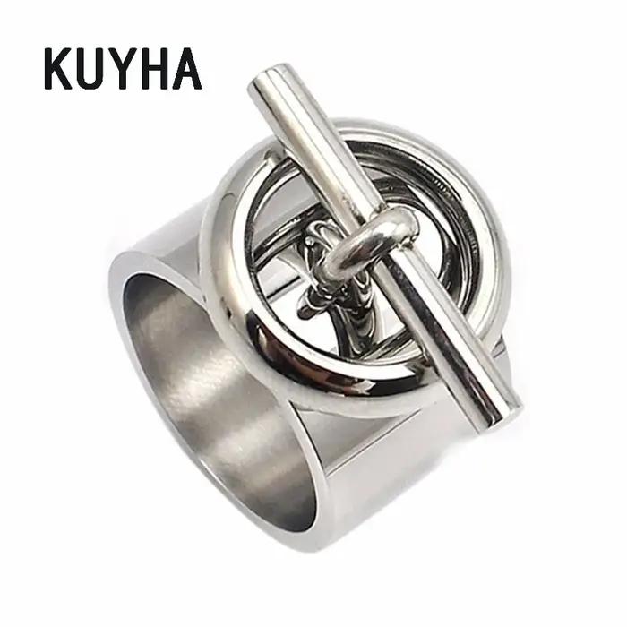 2016 Nouveau Arrivé Rondes En Acier Inoxydable Anneau Bijoux Femmes Argent Jewely Unique Bijoux Exqu
