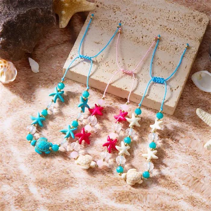 Bracelet bohème en coquillage conque étoile de mer pour femme