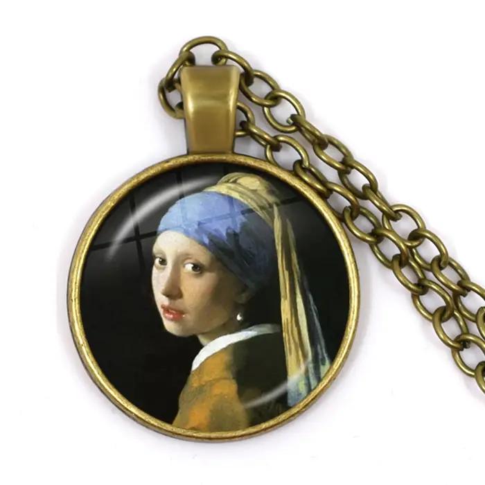 Pendentif de peinture à l'huile pour femmes et filles, 25mm, bijoux en verre, cadeau