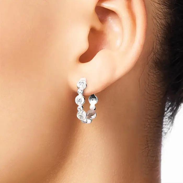 Boucles d'oreilles créoles en argent regardé 925 pour femmes