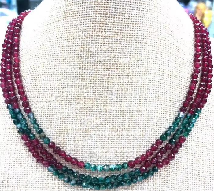 Nouveau collier de bijoux naturel 4mm rubis