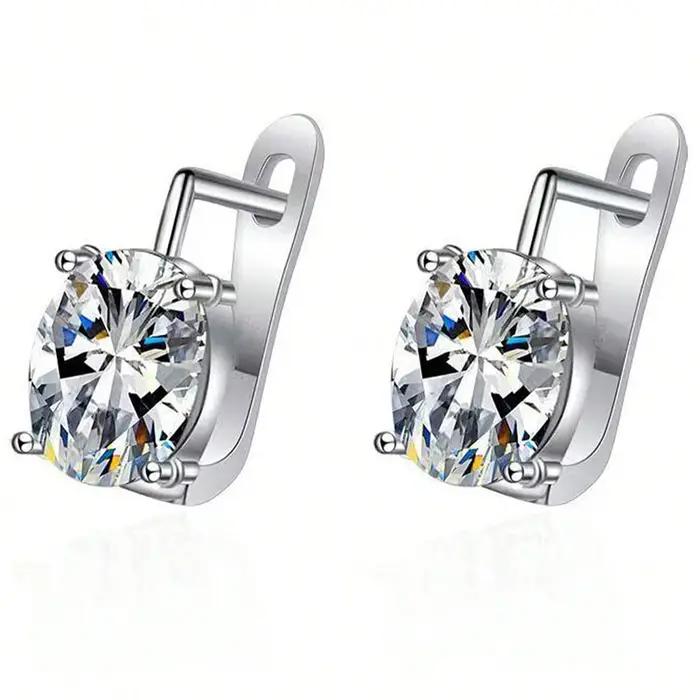 Boucles d'oreilles en argent sterling 925 avec zircone et cristal pour femme
