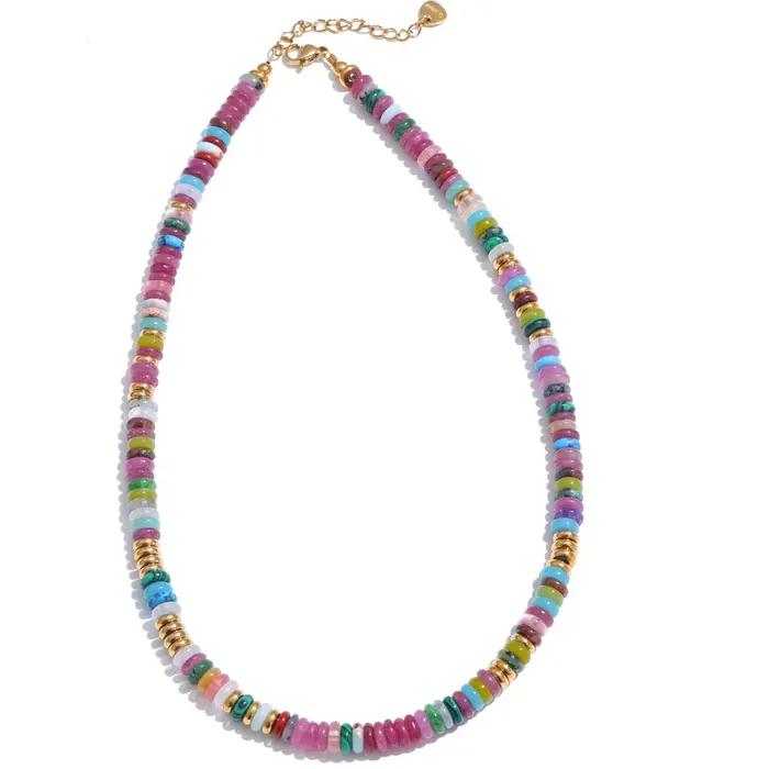 Yhpup – collier de perles en pierre naturelle colorée