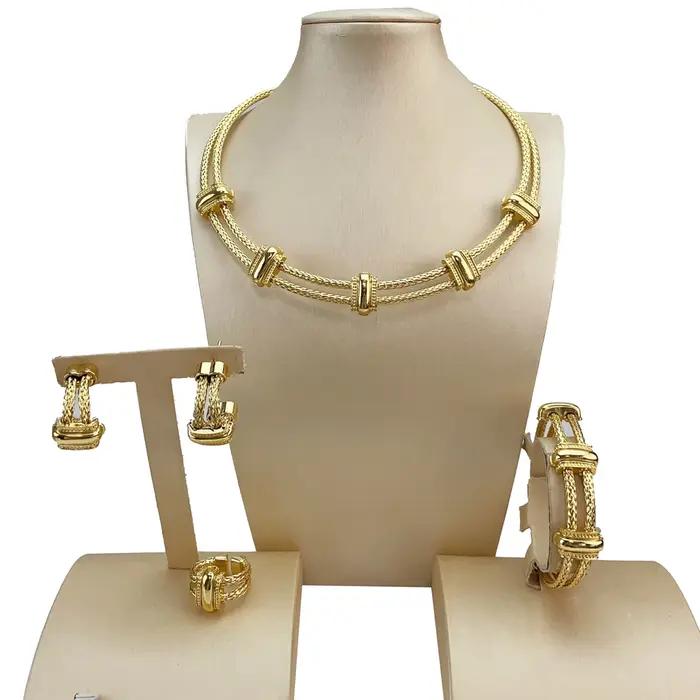 EMMA – ensemble de bijoux de luxe brésiliens pour femmes, plaqué or de dubaï, Collection de mariée a