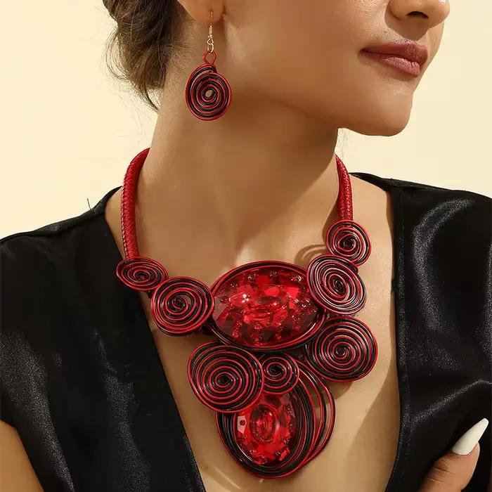 UDDEIN-Ensemble de collier et pendentif en fil d'aluminium, bijoux vintage faits à la main, boucles