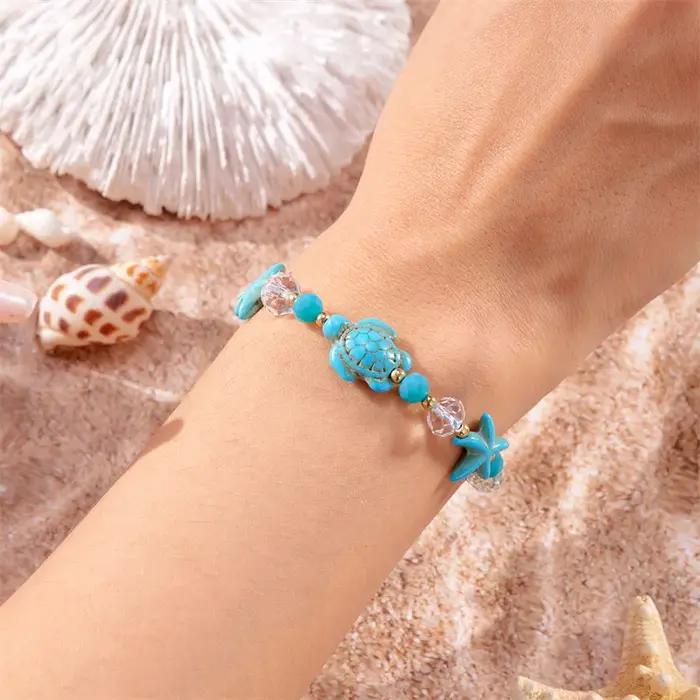 Bracelet bohème en coquillage conque étoile de mer pour femme