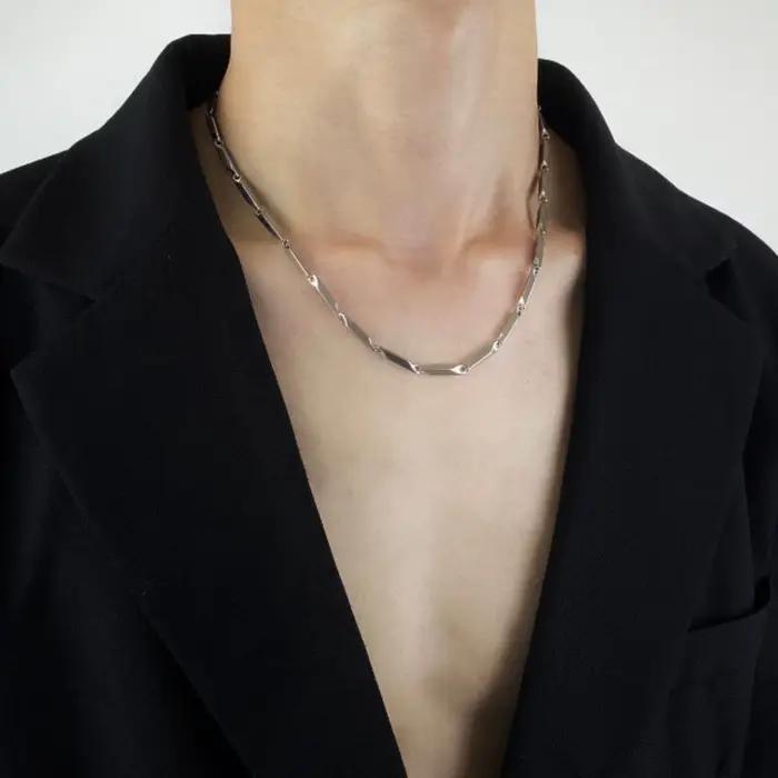 Collier losange en acier titane pour hommes et femmes, accessoires de bijoux de Style Punk Hip-hop Kpop