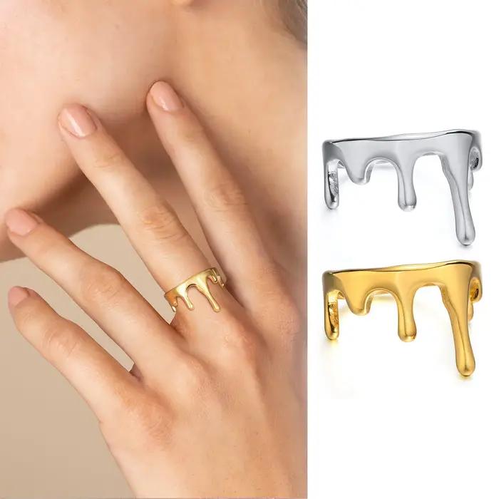 Bagues en métal minimalistes fantaisie pour femmes
