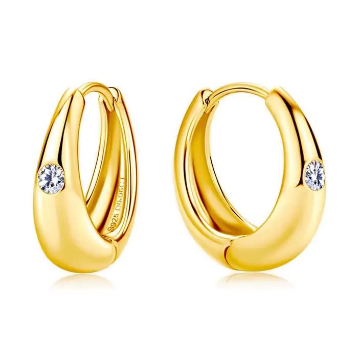 Boucles d'oreilles exclusives en argent sterling S925 avec moissanite, design minimaliste, luxe léger, haut de gamme, design unique, bijoux de tous les jours, cadeau pour femme
