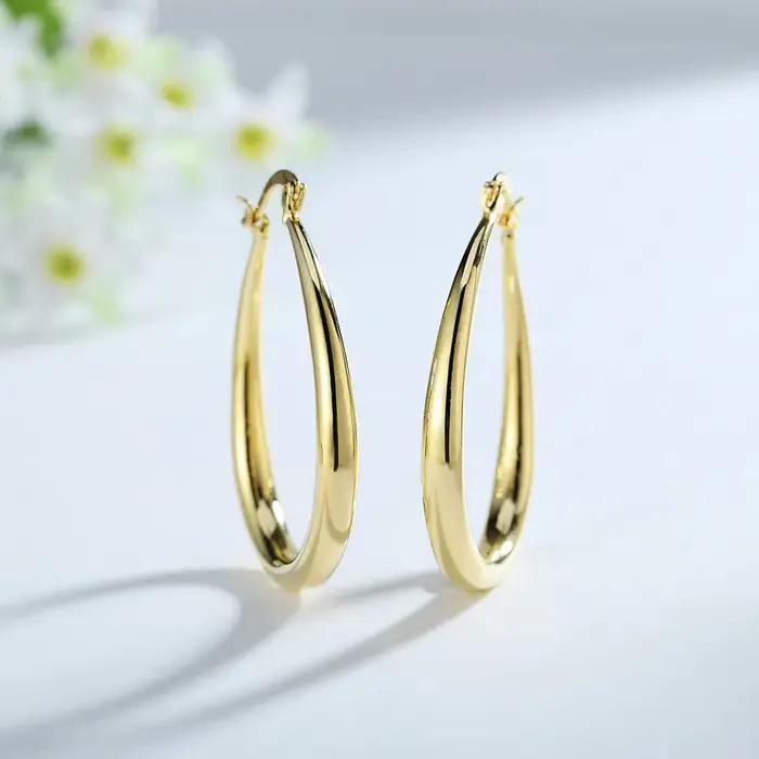 Boucles d'oreilles ovales en argent Sterling 925