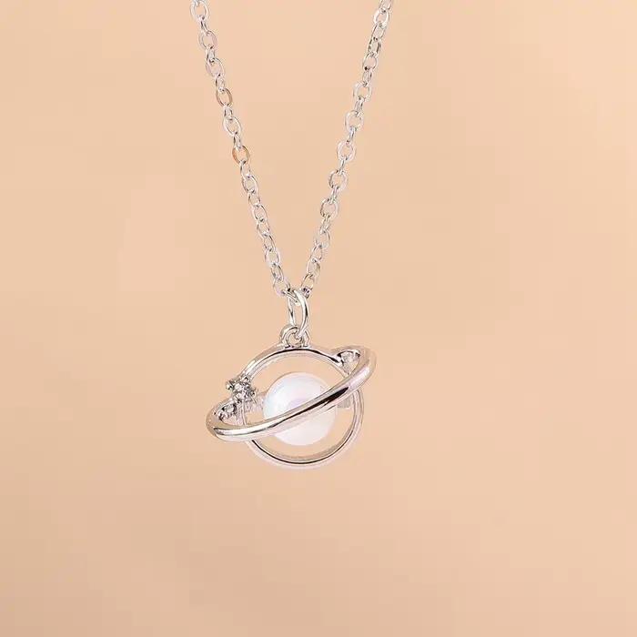 Aihua exquis Y2K couleur argent cristal soleil lune étoile colliers pour femmes tempérament coréen clavicule chaîne bijoux cadeaux