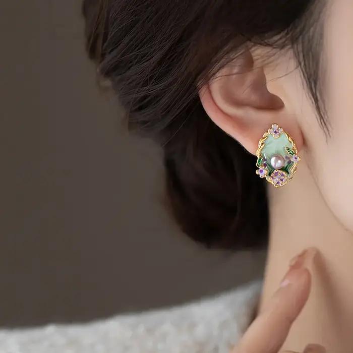 Boucles d'oreilles vintage en perles de fleurs pour femmes et filles, bijoux rétro coréens, accessoires de mariage et occasions spéciales